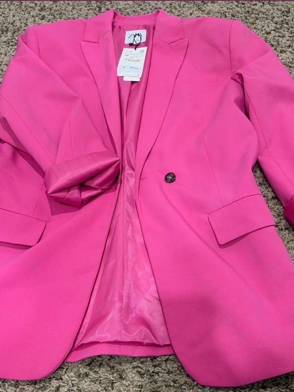 Zara Bright Pink Single-Button Blazer